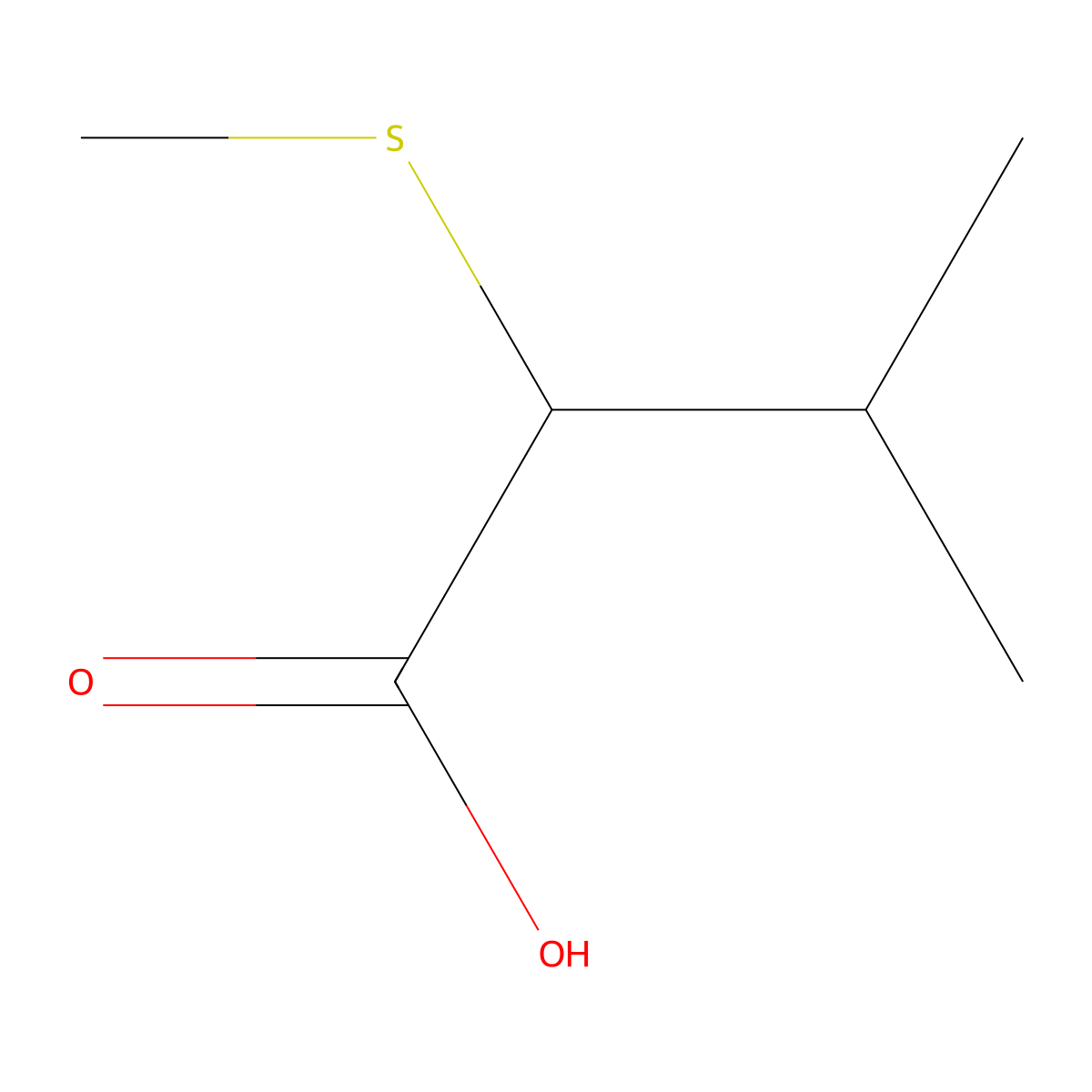 3-Methyl-2-(methylthio)butanoic acid molecular structure, CAS 58475-11-9