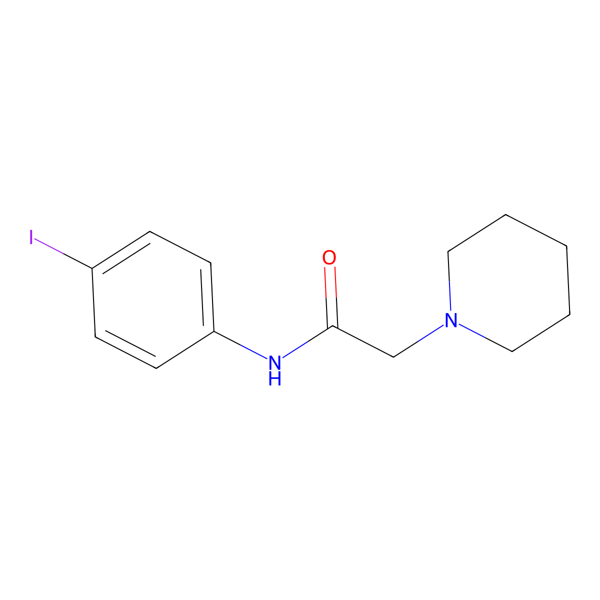N-(4-Iodophenyl)-2-(piperidin-1-yl)acetamide molecular structure, CAS 58479-87-1
