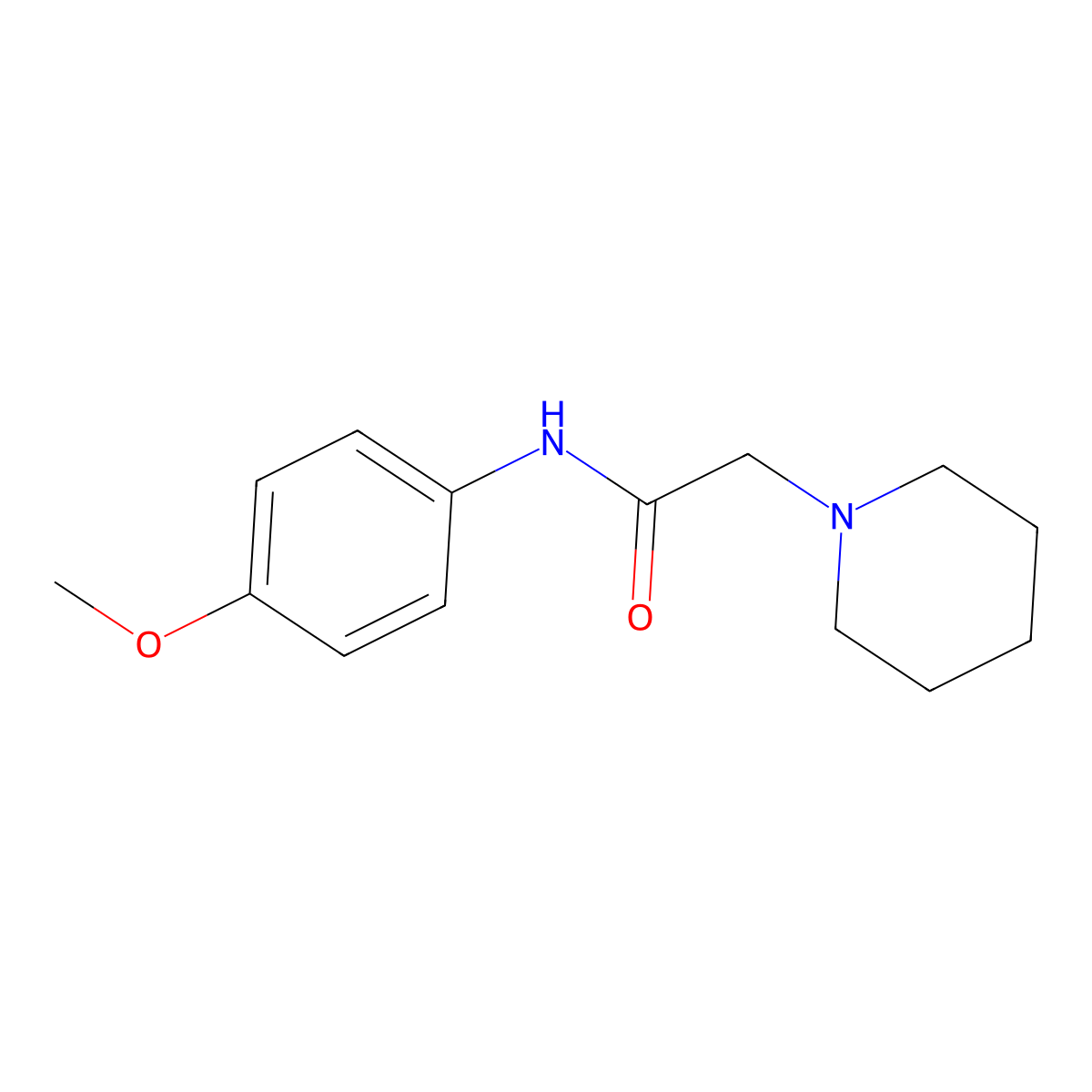 1-Piperidineacetamide, N-(4-methoxyphenyl)- molecular structure, CAS 58479-93-9