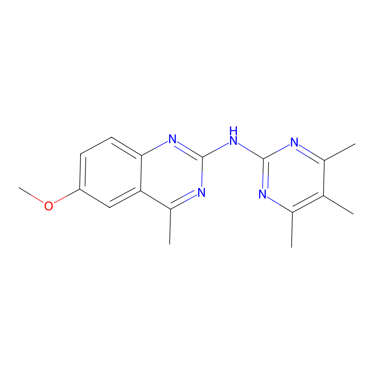 6-methoxy-4-methyl-N-(4,5,6-trimethylpyrimidin-2-yl)quinazolin-2-amine molecular structure, CAS 5848-19-1