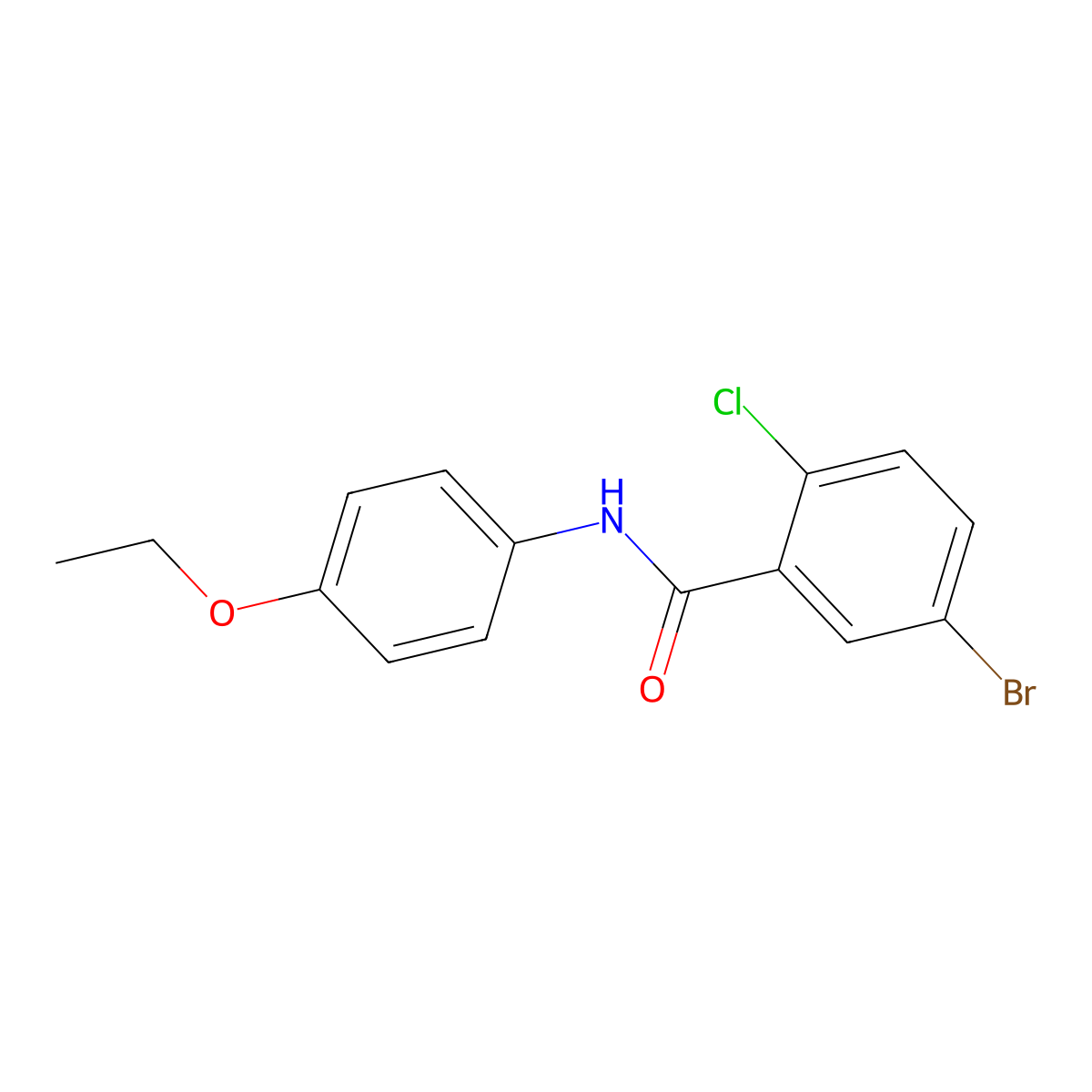 5-bromo-2-chloro-N-(4-ethoxyphenyl)benzamide molecular structure, CAS 5848-31-7