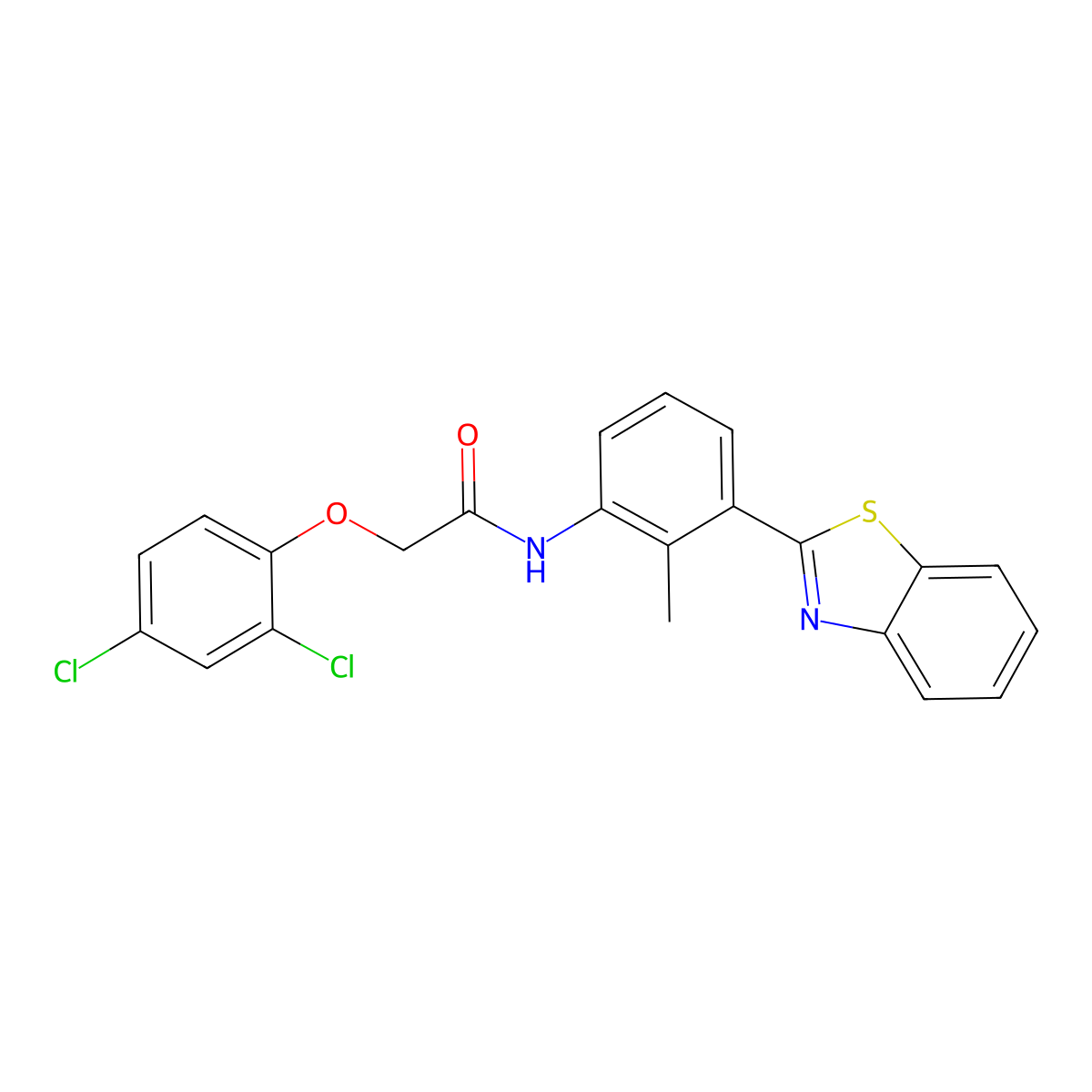 N-[3-(1,3-benzothiazol-2-yl)-2-methylphenyl]-2-(2,4-dichlorophenoxy)acetamide molecular structure, CAS 5848-49-7