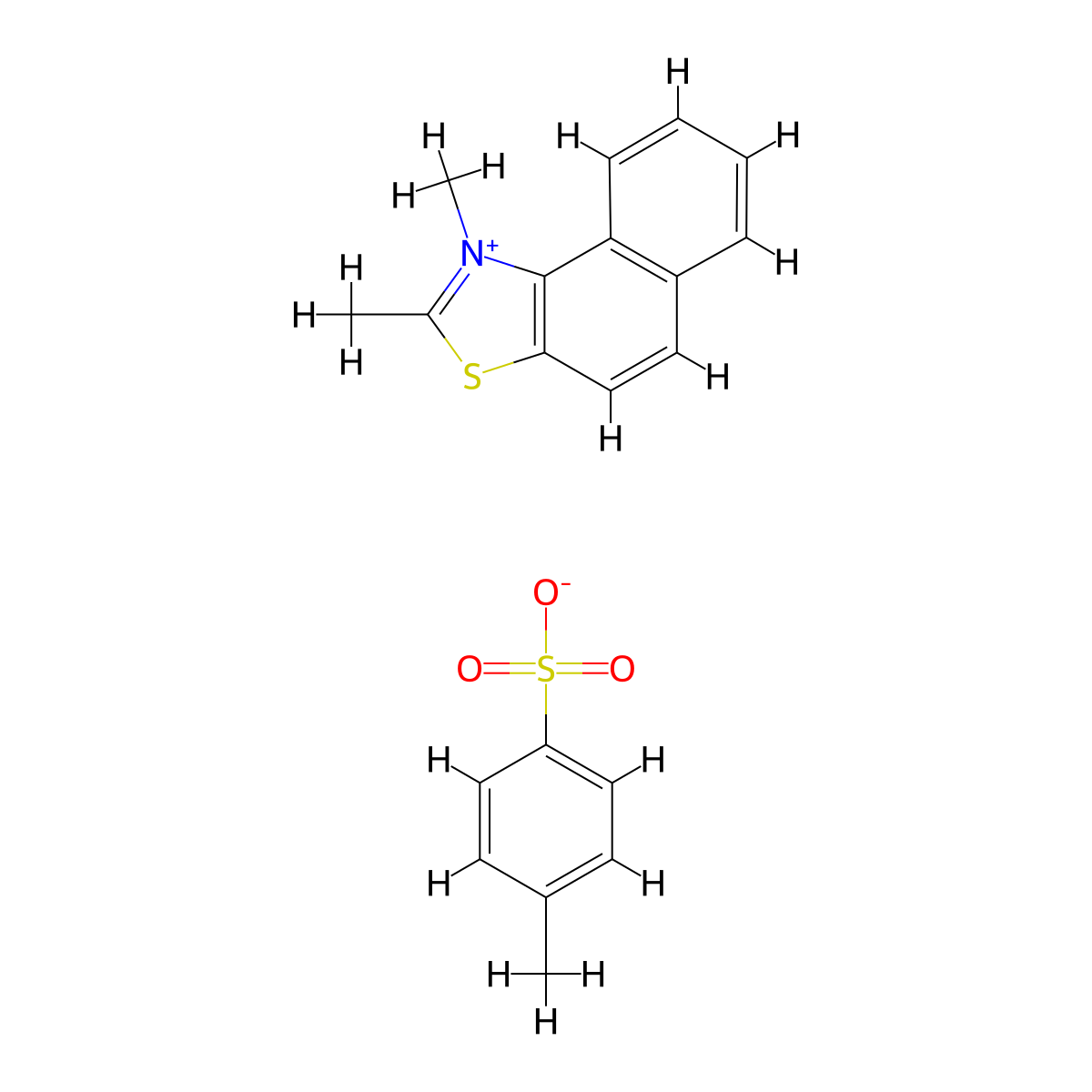 Naphtho[1,2-d]thiazolium, 1,2-dimethyl-, 4-methylbenzenesulfonate (1:1) molecular structure, CAS 58480-17-4