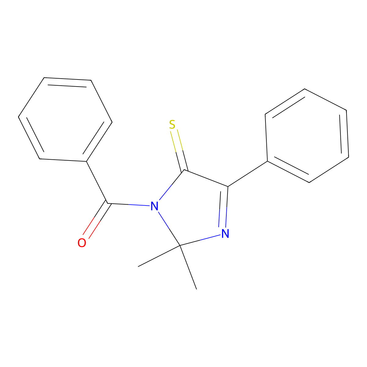 (2,2-Dimethyl-4-phenyl-5-sulfanylideneimidazol-1-yl)-phenylmethanone molecular structure, CAS 58488-86-1