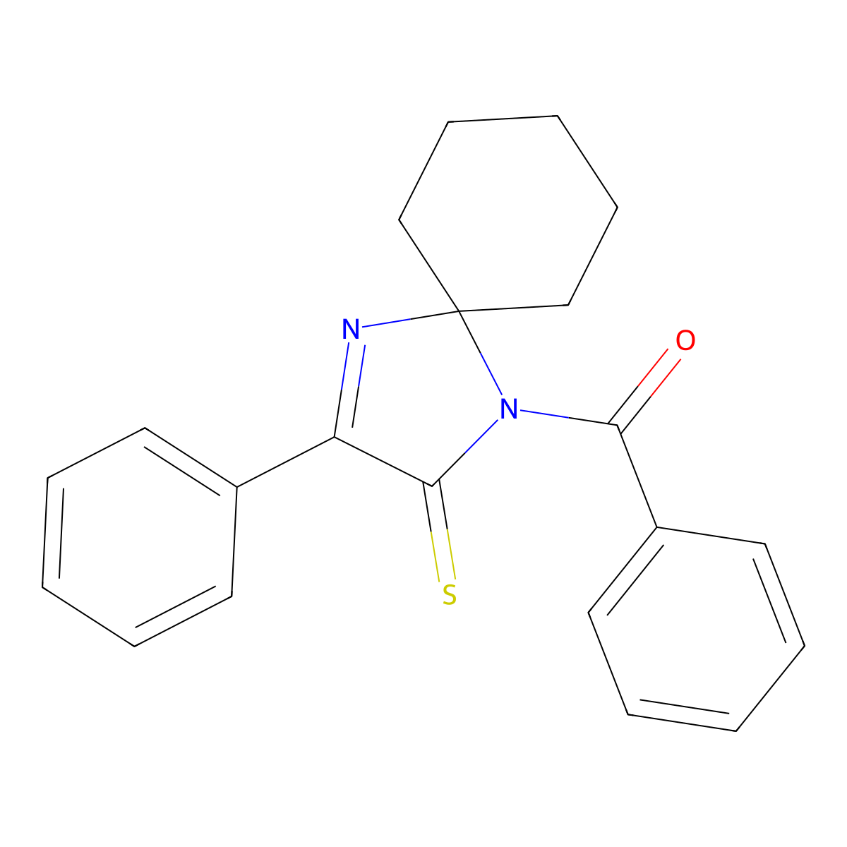 1-Benzoyl-3-phenyl-1,4-diazaspiro[4.5]dec-3-ene-2-thione molecular structure, CAS 58488-87-2