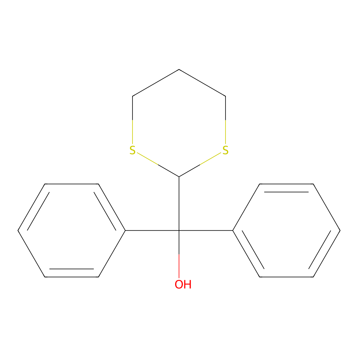 alpha,alpha-Diphenyl-1,3-dithiane-2-methanol molecular structure, CAS 5849-23-0