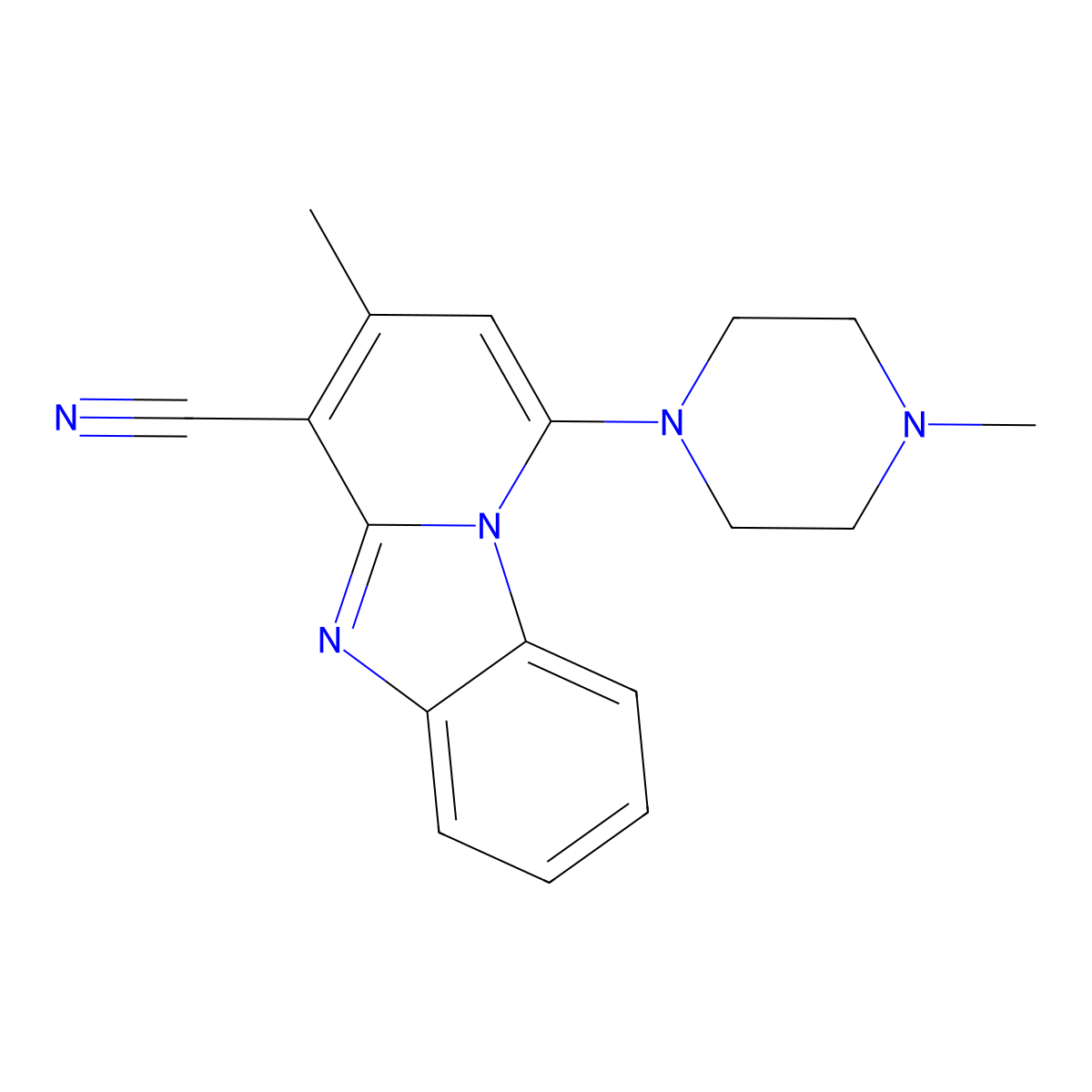 3-Methyl-1-(4-methylpiperazin-1-yl)pyrido[1,2-a]benzimidazole-4-carbonitrile molecular structure, CAS 5849-30-9