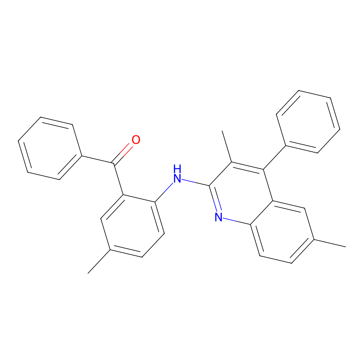 {2-[(3,6-Dimethyl-4-phenylquinolin-2-yl)amino]-5-methylphenyl}(phenyl)methanone molecular structure, CAS 5849-65-0