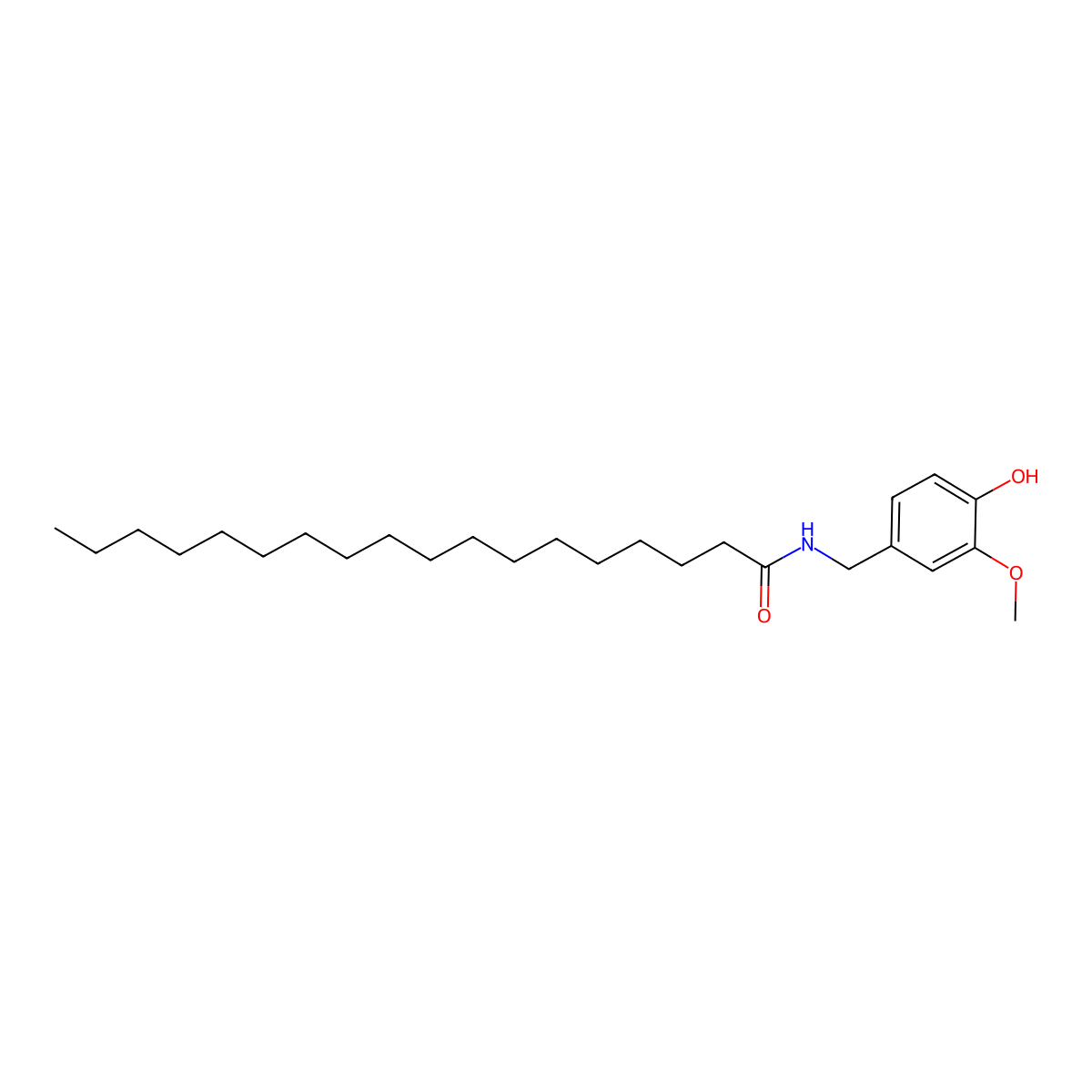 N-((4-hydroxy-3-methoxyphenyl)methyl)octadecanamide molecular structure, CAS 58493-50-8