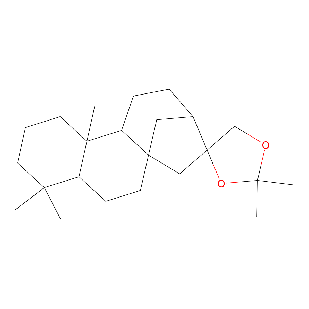 2,2,5',5',9'-Pentamethylspiro[1,3-dioxolane-4,14'-tetracyclo[11.2.1.01,10.04,9]hexadecane] molecular structure, CAS 58493-71-3