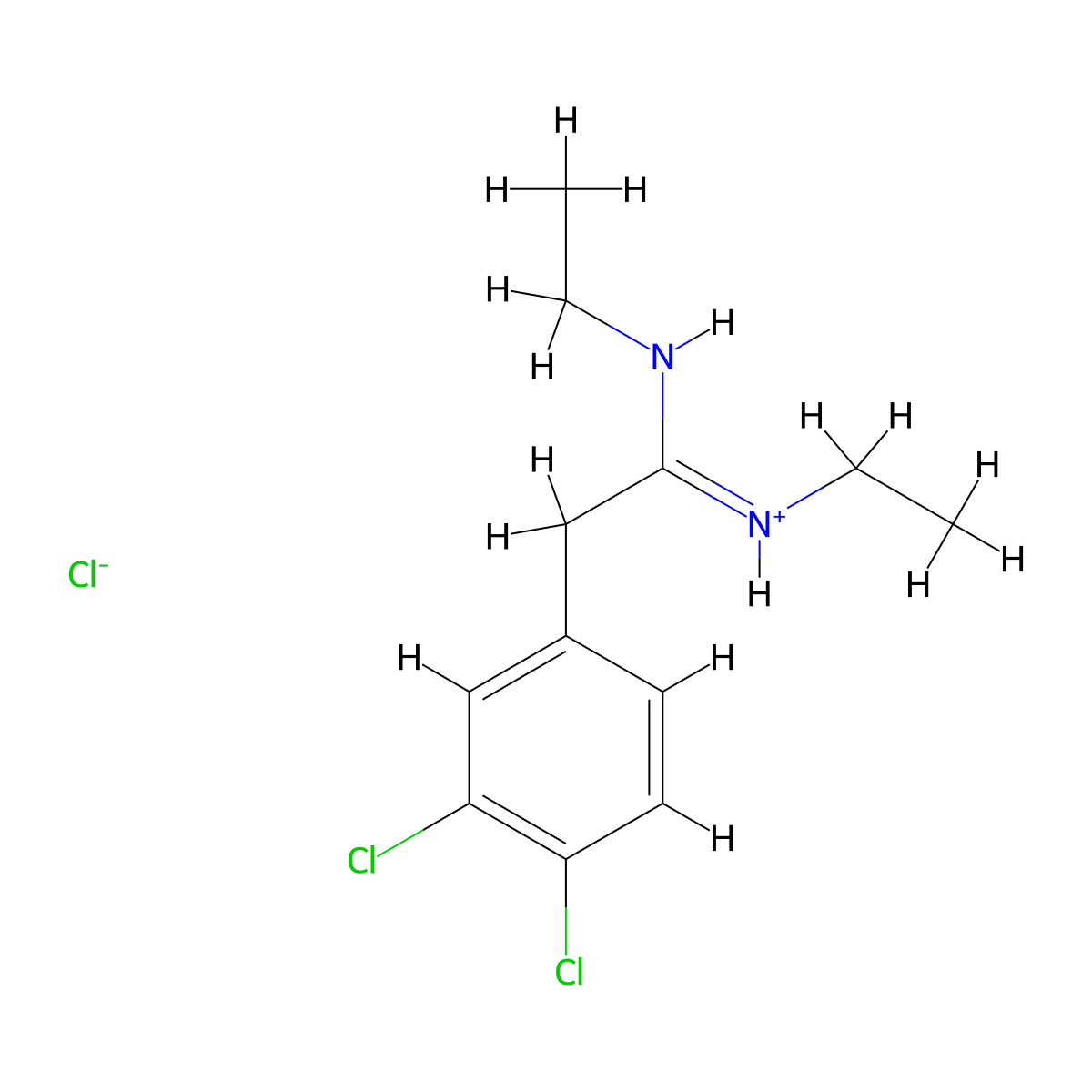 Acetamidine, 2-(3,4-dichlorophenyl)-N,N'-diethyl-, monohydrochloride molecular structure, CAS 58497-03-3