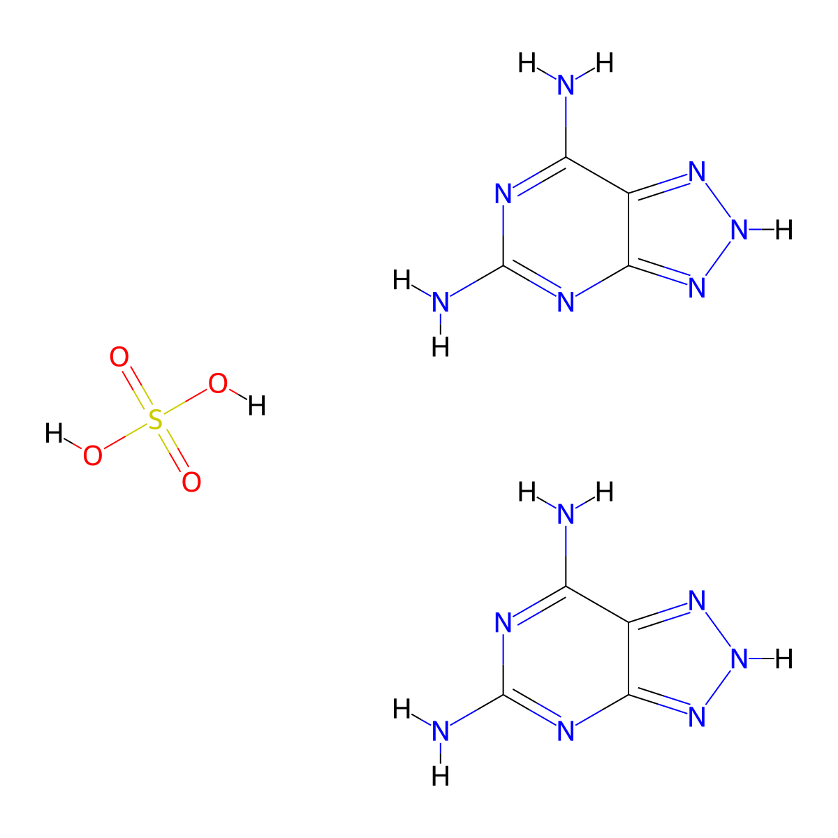 1H-1,2,3-Triazolo[4,5-d]pyrimidine-5,7-diamine, sulfate (2:1) molecular structure, CAS 58502-11-7