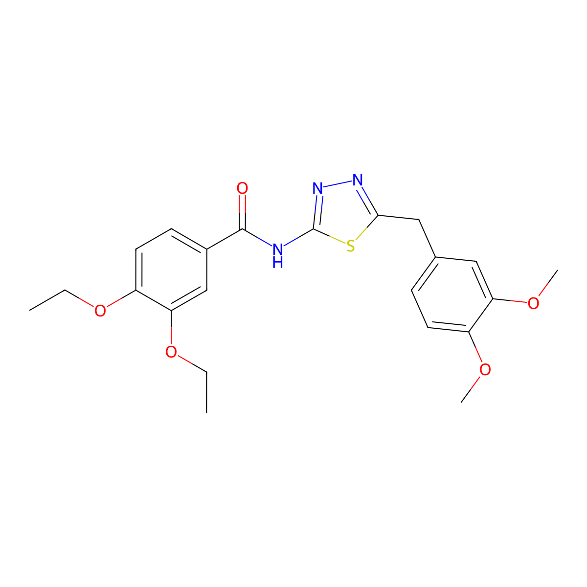 N-[5-(3,4-dimethoxybenzyl)-1,3,4-thiadiazol-2-yl]-3,4-diethoxybenzamide molecular structure, CAS 5851-22-9
