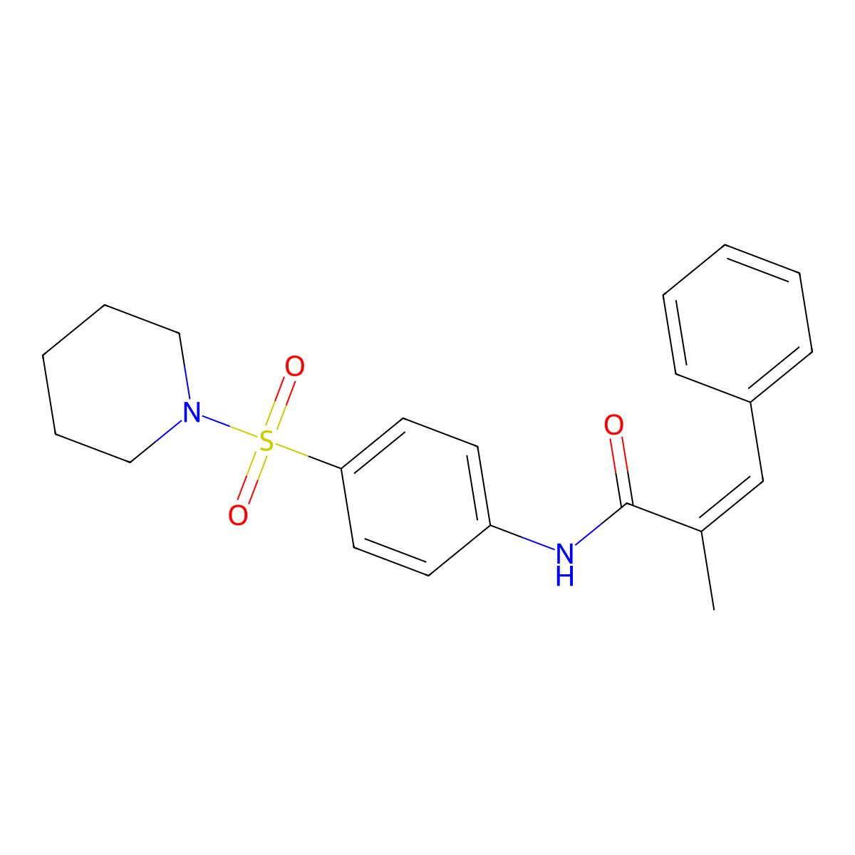 2-Methyl-3-phenyl-N-[4-(piperidine-1-sulfonyl)phenyl]prop-2-enamide molecular structure, CAS 5851-31-0