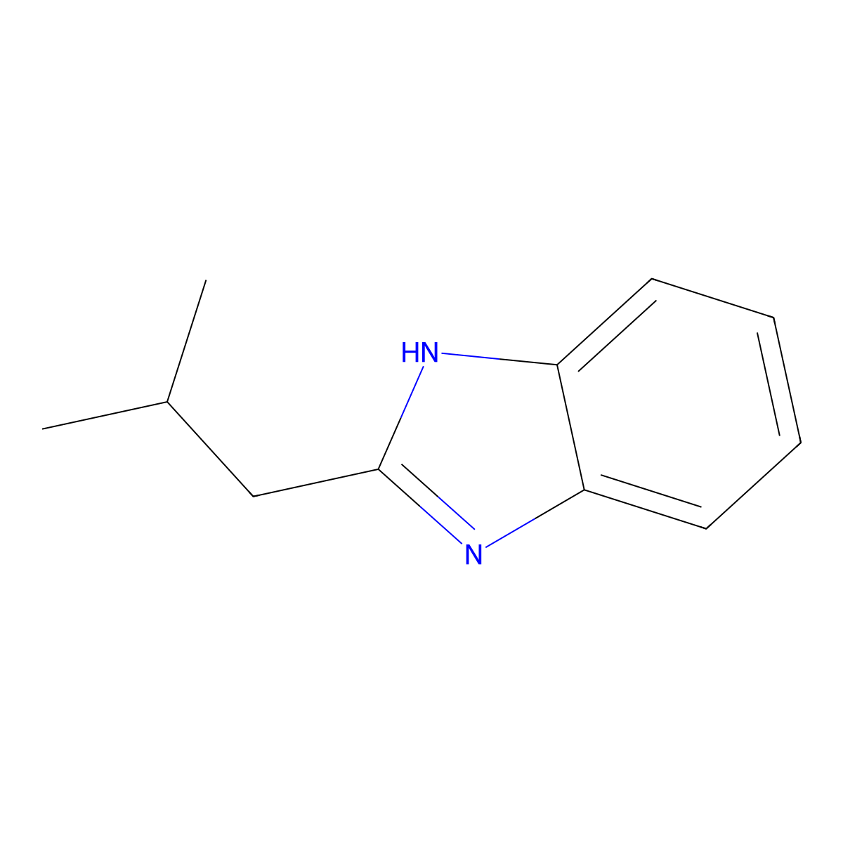2-(2-methylpropyl)-1H-1,3-benzodiazole molecular structure, CAS 5851-45-6