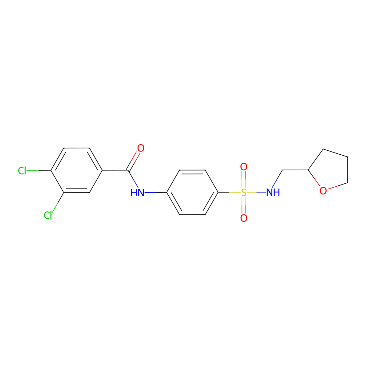3,4-dichloro-N-{4-[(tetrahydrofuran-2-ylmethyl)sulfamoyl]phenyl}benzamide molecular structure, CAS 5851-88-7