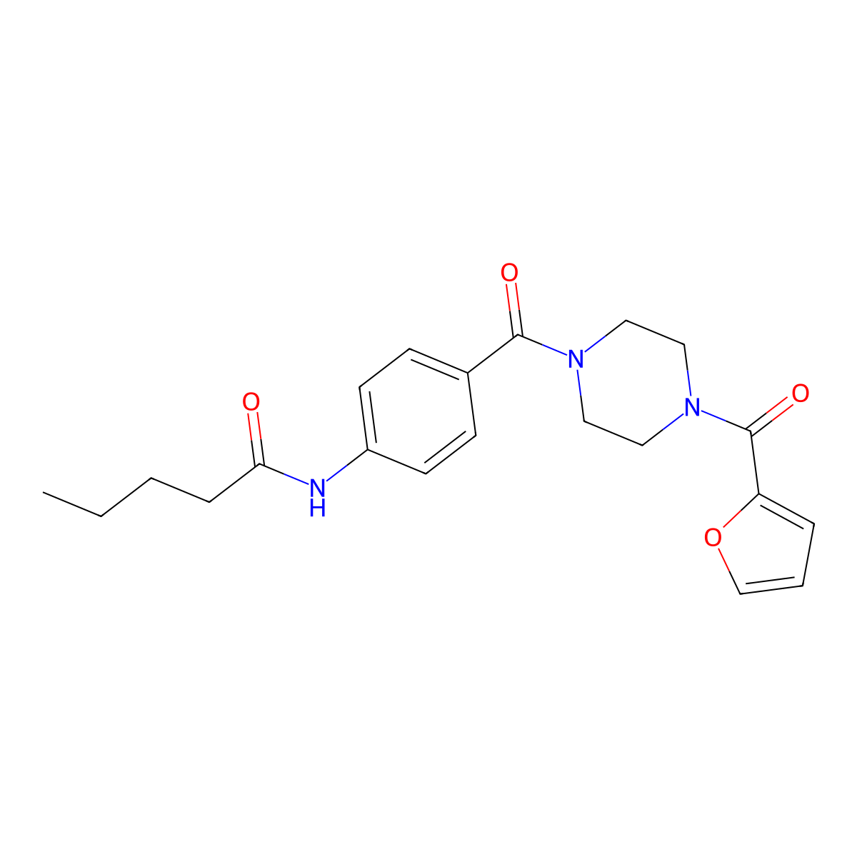 N-[4-[4-(furan-2-carbonyl)piperazine-1-carbonyl]phenyl]pentanamide molecular structure, CAS 5851-92-3