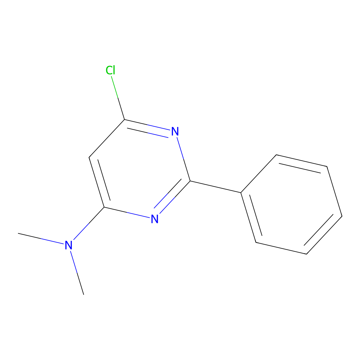6-chloro-N,N-dimethyl-2-phenylpyrimidin-4-amine molecular structure, CAS 58514-86-6