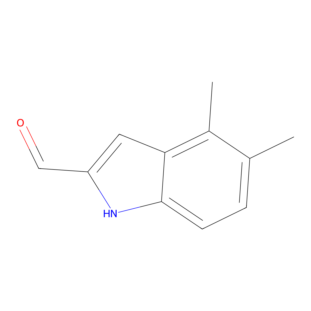 4,5-dimethyl-1H-indole-2-carbaldehyde molecular structure, CAS 58518-55-1