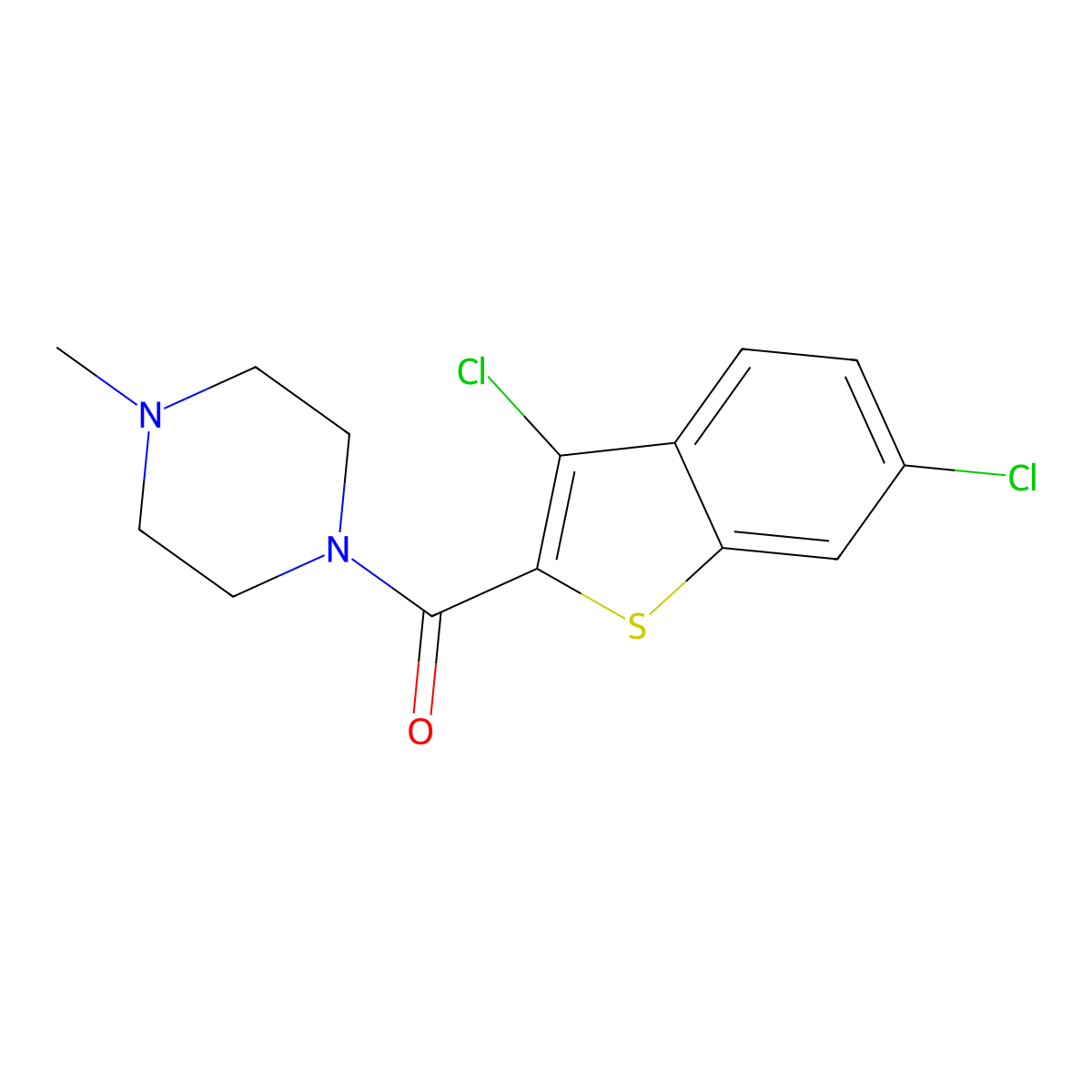 (3,6-Dichloro-benzo[b]thiophen-2-yl)-(4-methyl-piperazin-1-yl)-methanone molecular structure, CAS 5852-19-7