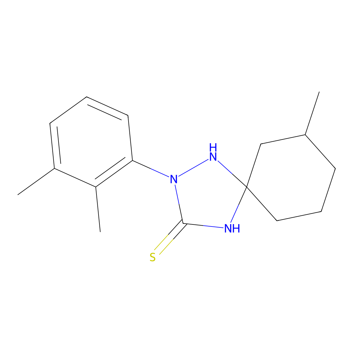2-(2,3-Dimethylphenyl)-7-methyl-1,2,4-triazaspiro[4.5]decane-3-thione molecular structure, CAS 5852-57-3