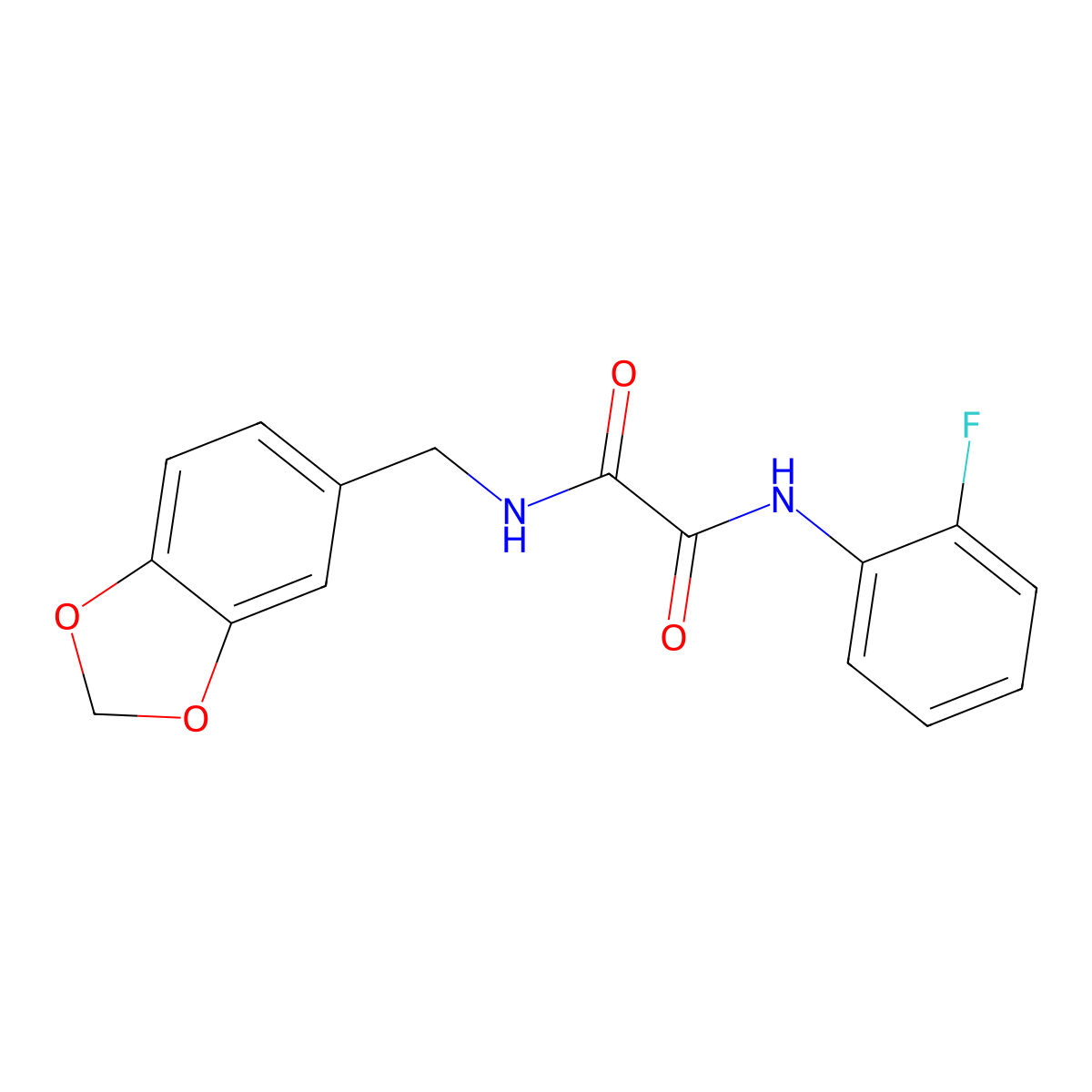 N-(1,3-benzodioxol-5-ylmethyl)-N'-(2-fluorophenyl)oxamide molecular structure, CAS 5852-67-5