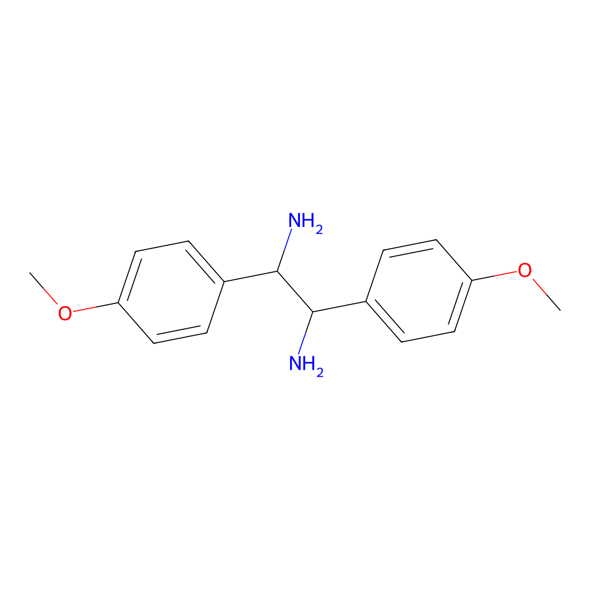 (1R,2R)-1,2-Bis(4-methoxyphenyl)ethylenediamine molecular structure, CAS 58520-03-9