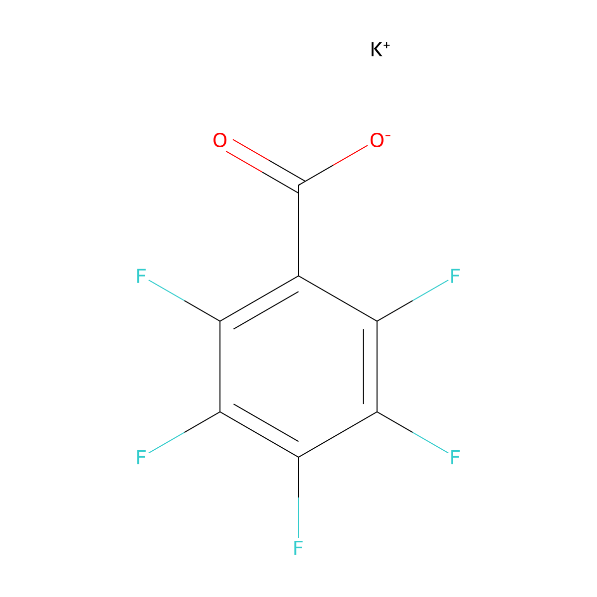 Potassium pentafluorobenzoate molecular structure, CAS 58521-27-0