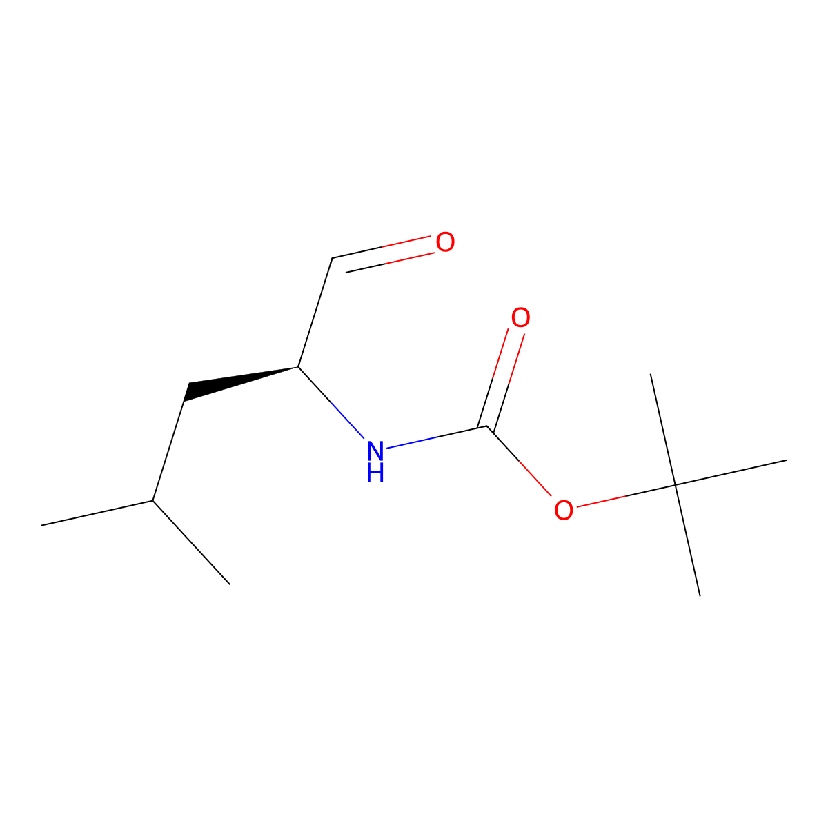 tert-butyl N-[(2S)-4-methyl-1-oxopentan-2-yl]carbamate molecular structure, CAS 58521-45-2
