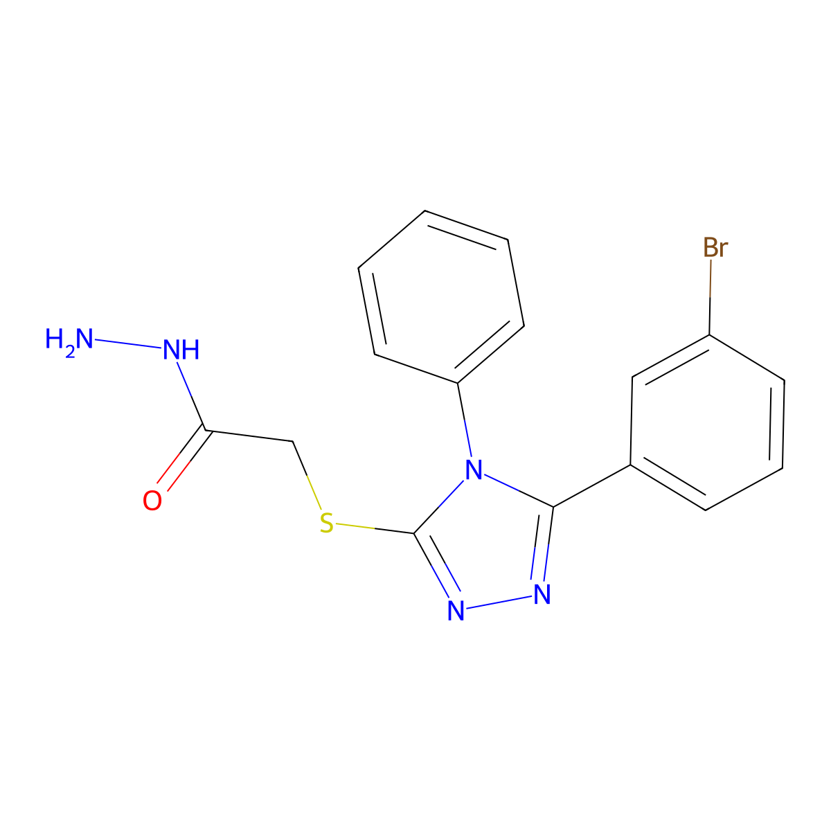 2-{[5-(3-bromophenyl)-4-phenyl-4H-1,2,4-triazol-3-yl]thio}acetohydrazide molecular structure, CAS 5853-18-9
