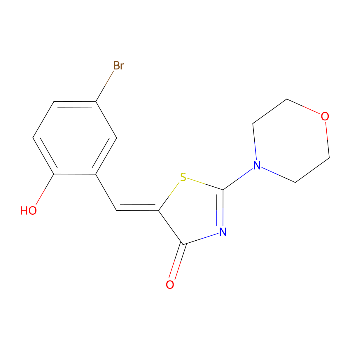 5-[(5-Bromo-2-hydroxyphenyl)methylidene]-2-(morpholin-4-yl)-1,3-thiazol-4(5H)-one molecular structure, CAS 5853-49-6