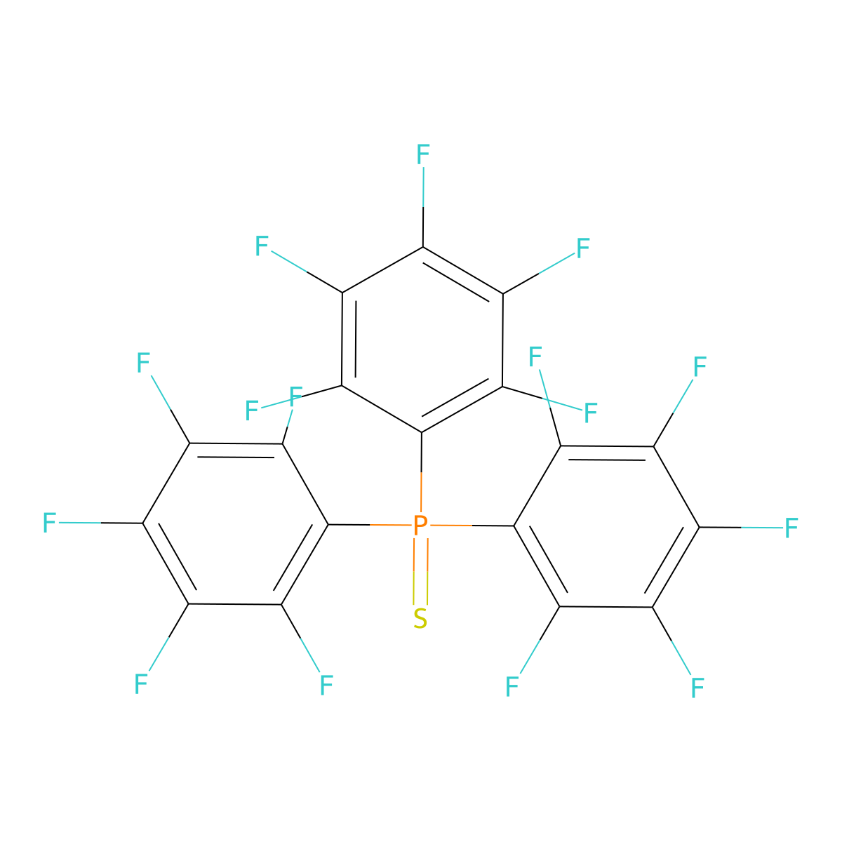 Phosphine sulfide, tris(pentafluorophenyl)- molecular structure, CAS 5853-63-4