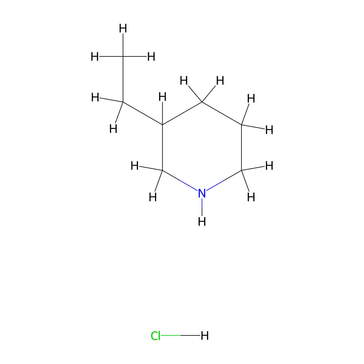 3-Ethylpiperidine hydrochloride molecular structure, CAS 58531-32-1
