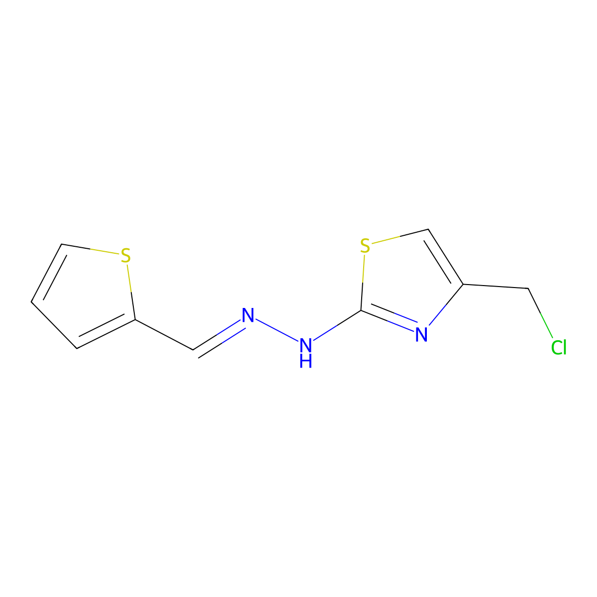4-(Chloromethyl)-2-[2-(thiophen-2-ylmethylidene)hydrazin-1-yl]-1,3-thiazole molecular structure, CAS 58531-88-7