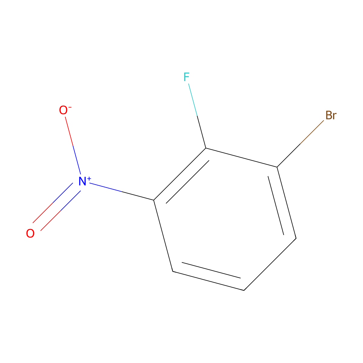 1-Bromo-2-fluoro-3-nitrobenzene molecular structure, CAS 58534-94-4