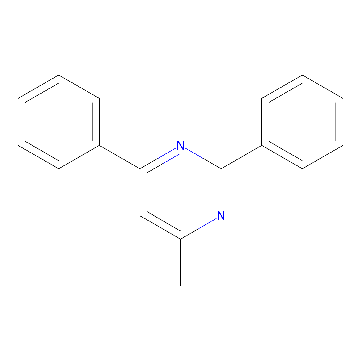 Pyrimidine, 4-methyl-2,6-diphenyl- molecular structure, CAS 58536-45-1