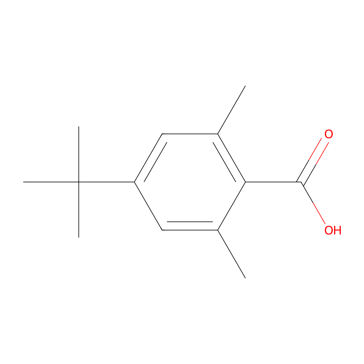 4-Tert-butyl-2,6-dimethylbenzoic acid molecular structure, CAS 58537-98-7