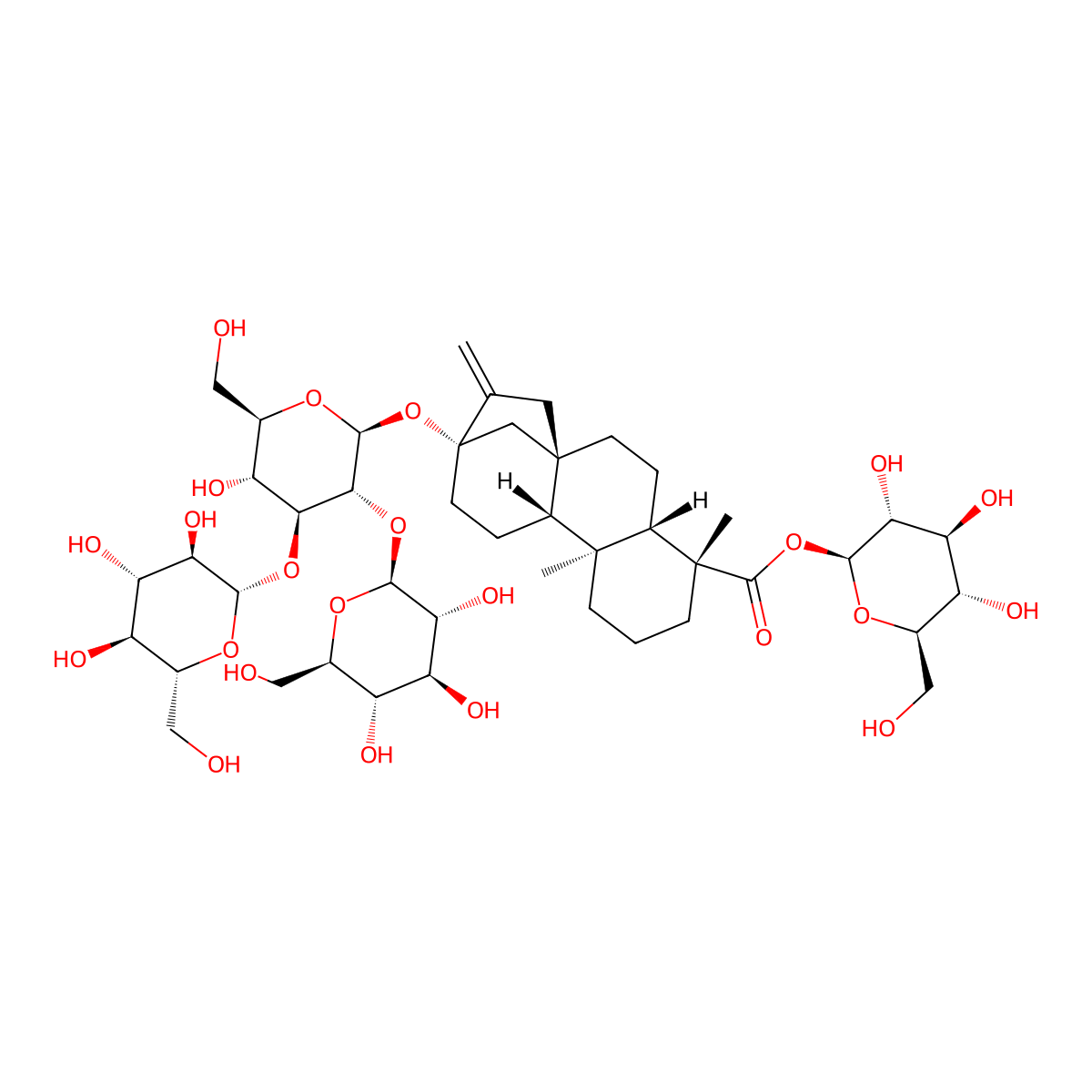 Rebaudioside A molecular structure, CAS 58543-16-1