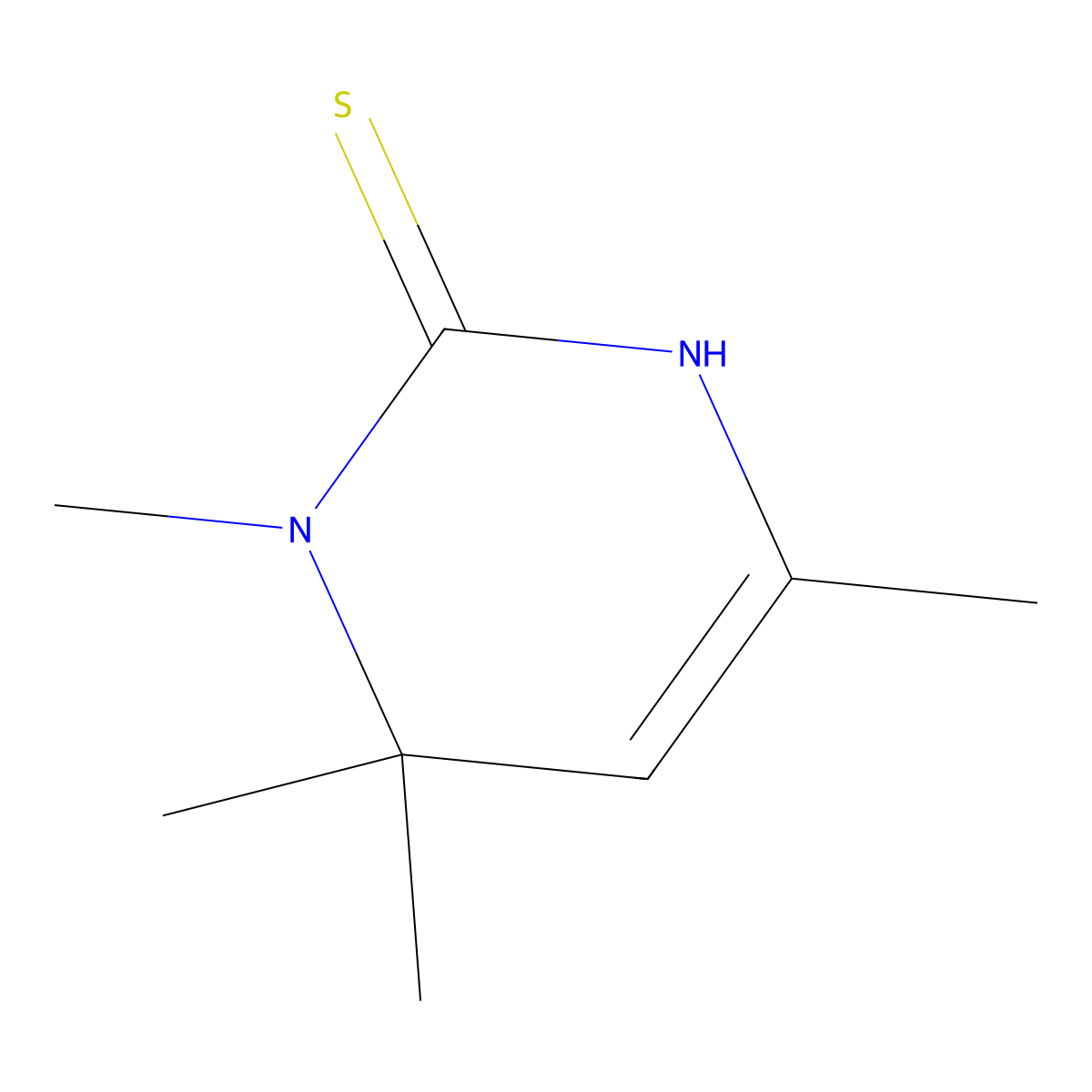 3,4,4,6-tetramethyl-3,4-dihydro-2(1H)-pyrimidinethione molecular structure, CAS 58544-48-2