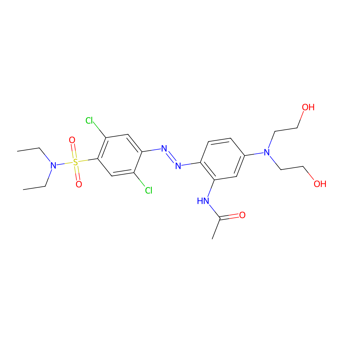 Acetamide, N-[5-[bis(2-hydroxyethyl)amino]-2-[2-[2,5-dichloro-4-[(diethylamino)sulfonyl]phenyl]diazenyl]phenyl]- molecular structure, CAS 58547-80-1