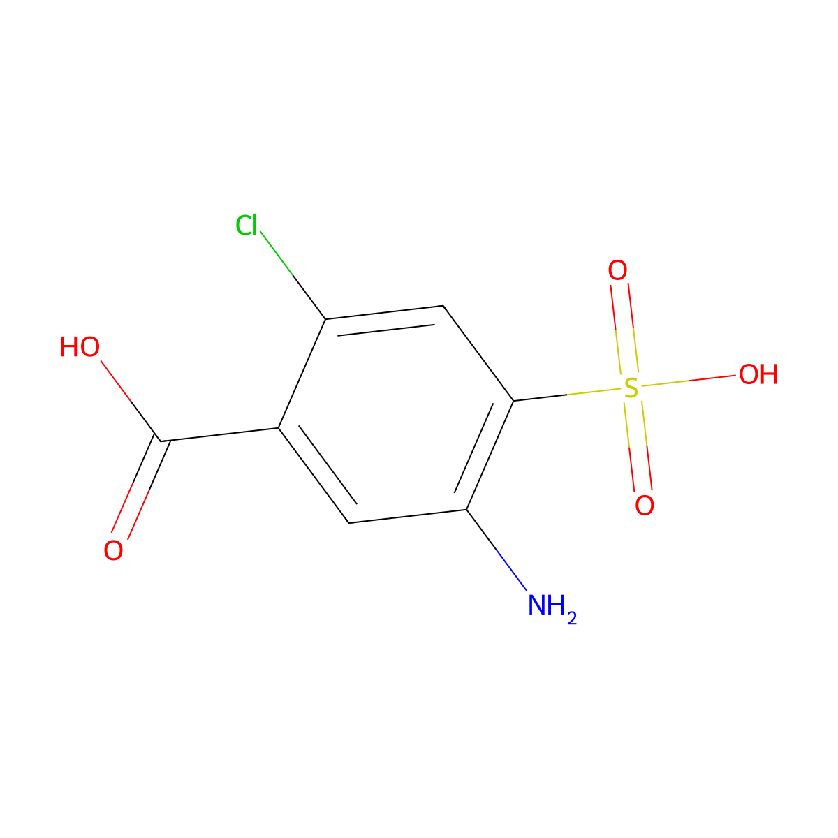 Benzoic acid, 5-amino-2-chloro-4-sulfo- molecular structure, CAS 5855-78-7