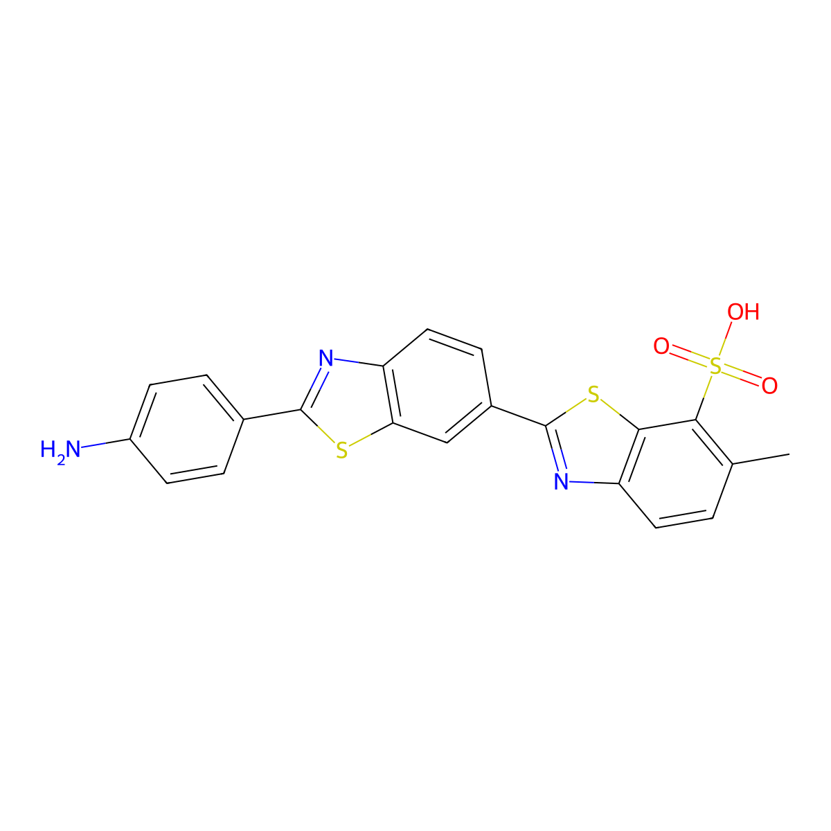 (2,6'-Bibenzothiazole)-7-sulfonic acid, 2'-(4-aminophenyl)-6-methyl- molecular structure, CAS 5855-97-0