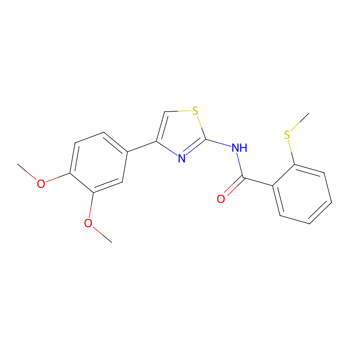 N-(4-(3,4-dimethoxyphenyl)thiazol-2-yl)-2-(methylthio)benzamide molecular structure, CAS 585511-60-0
