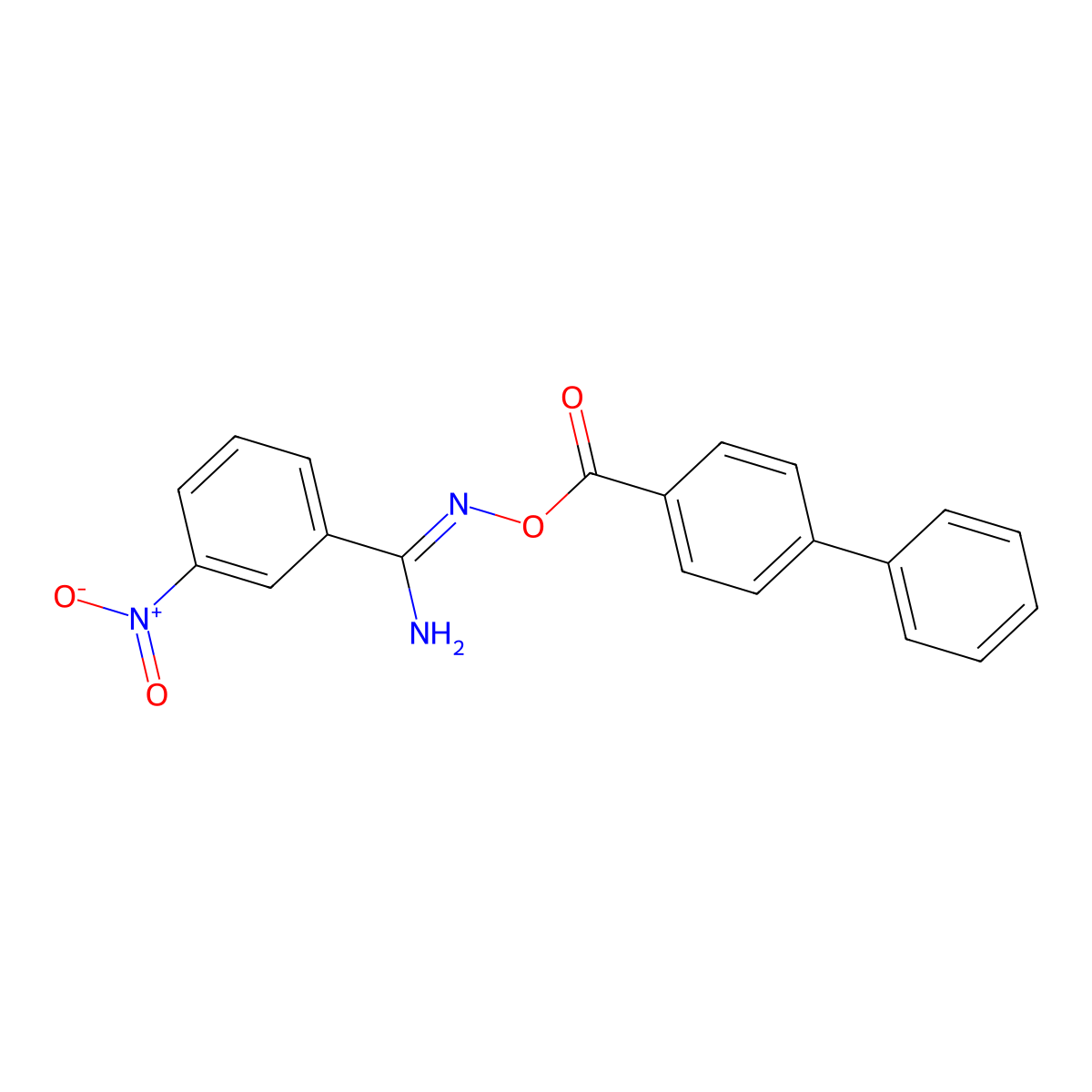 N'-[(biphenyl-4-ylcarbonyl)oxy]-3-nitrobenzenecarboximidamide molecular structure, CAS 585513-41-3