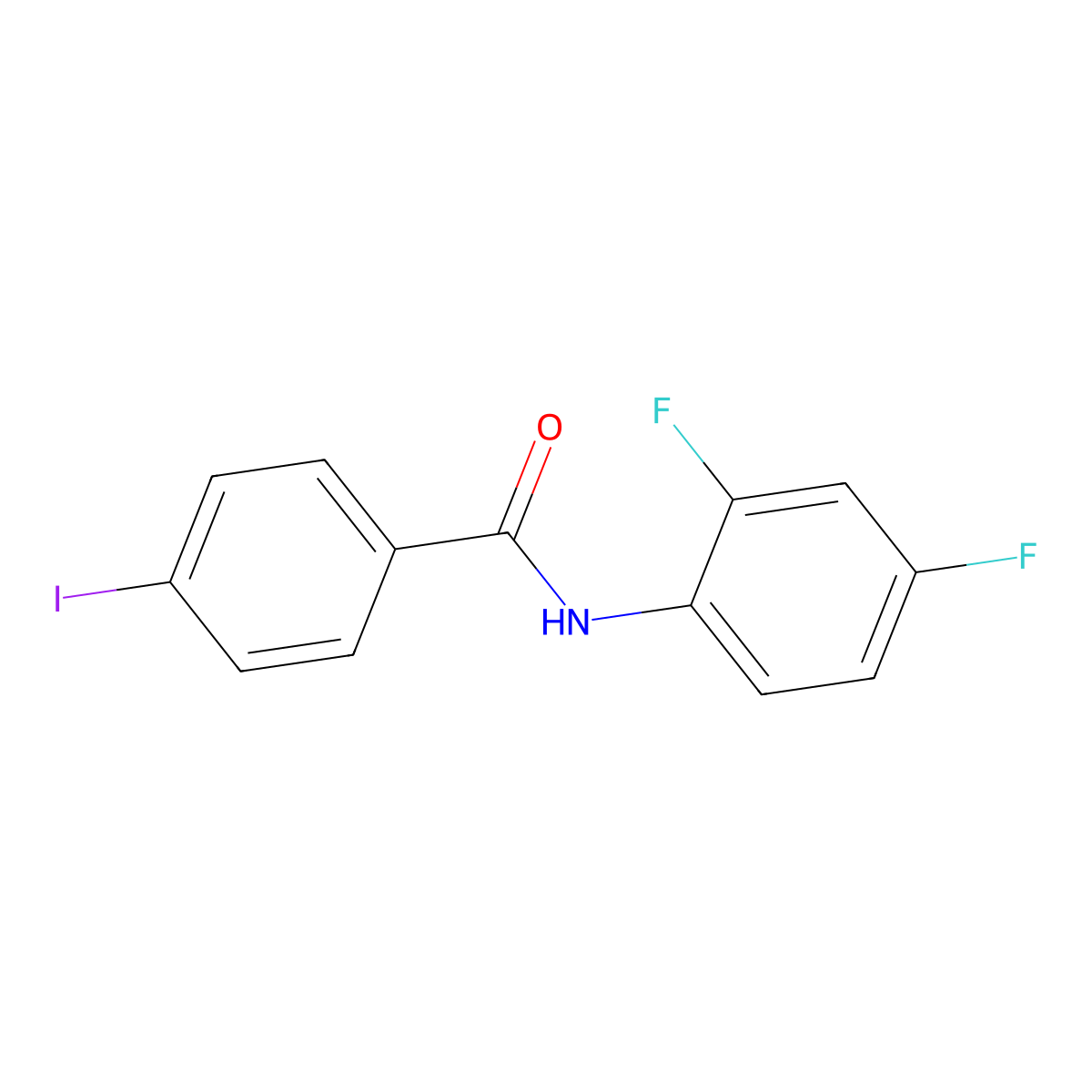 N-(2,4-difluorophenyl)-4-iodobenzamide molecular structure, CAS 585522-04-9