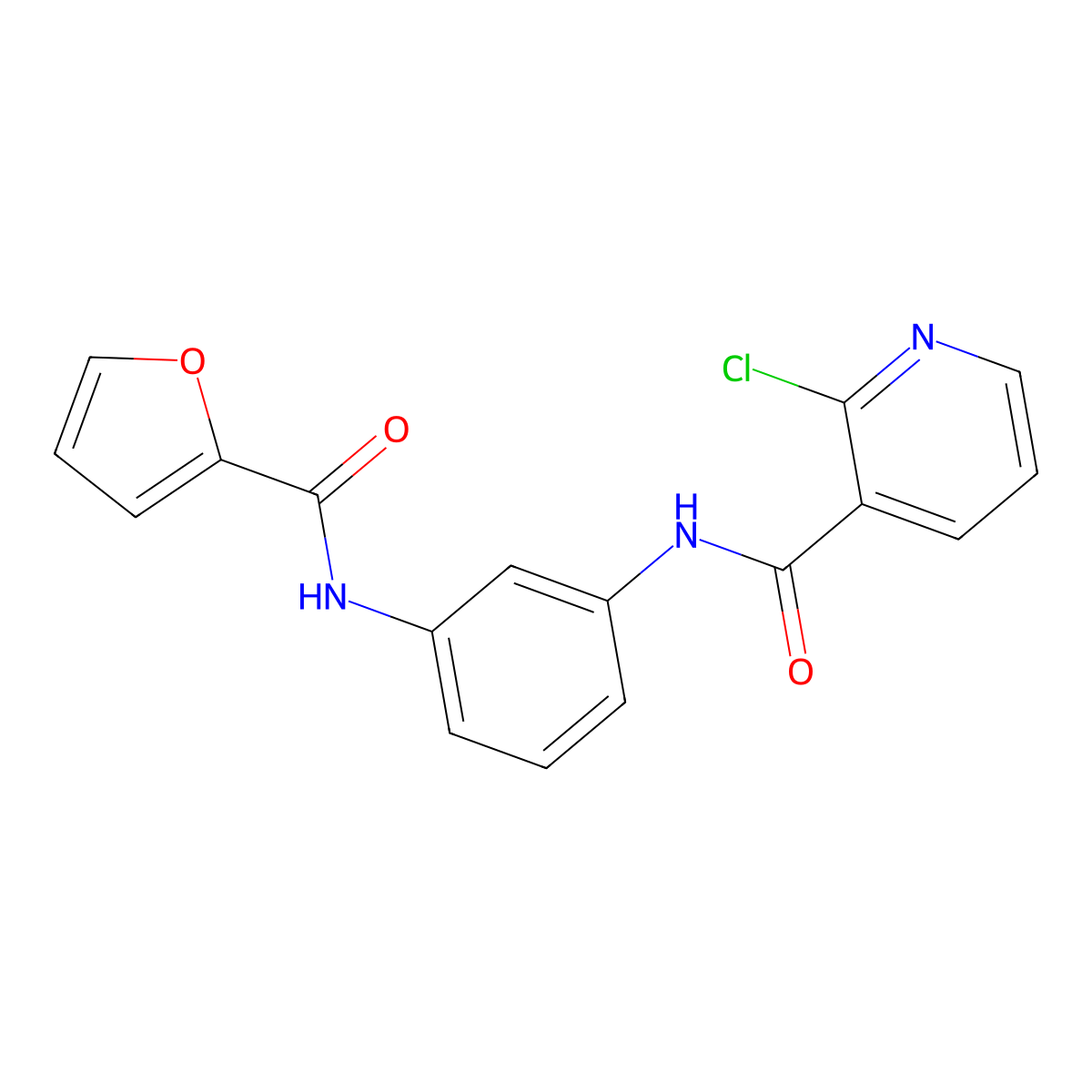 2-Chloro-N-{3-[(furan-2-carbonyl)-amino]-phenyl}-nicotinamide molecular structure, CAS 585523-02-0