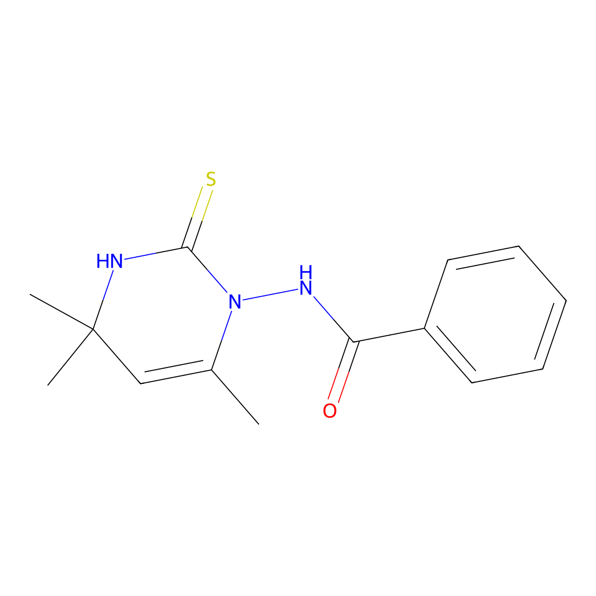 Benzamide, N-(3,4-dihydro-4,4,6-trimethyl-2-thioxo-1(2H)-pyrimidinyl)- molecular structure, CAS 58553-12-1