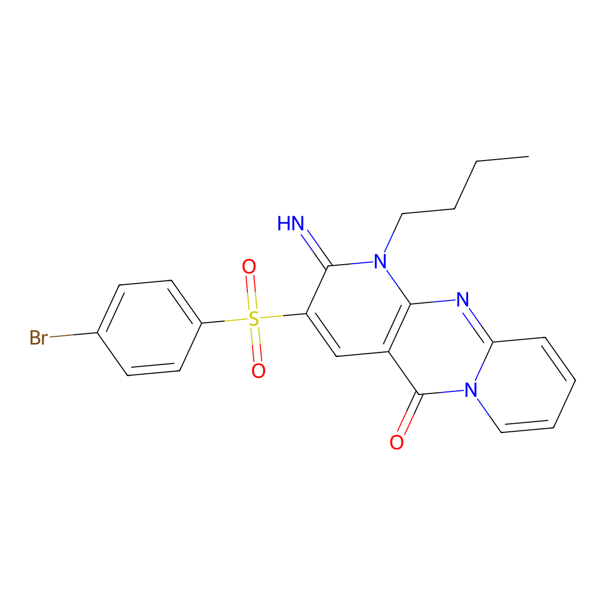 3-[(4-bromophenyl)sulfonyl]-1-butyl-2-imino-1,2-dihydro-5H-dipyrido[1,2-a:2',3'-d]pyrimidin-5-one molecular structure, CAS 585548-88-5
