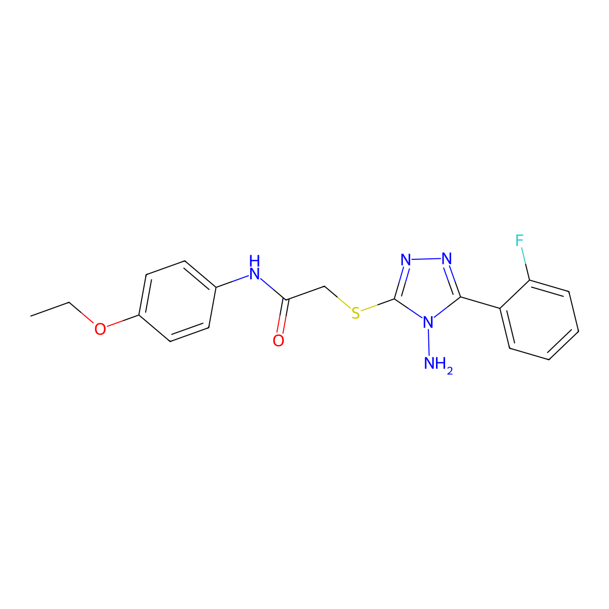 2-[4-amino-5-(2-fluorophenyl)(1,2,4-triazol-3-ylthio)]-N-(4-ethoxyphenyl)aceta mide molecular structure, CAS 585548-91-0