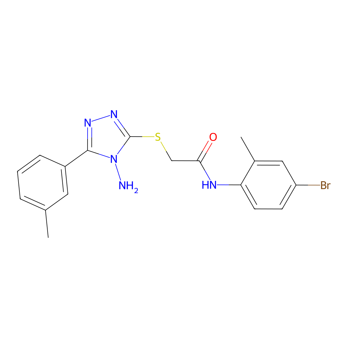 2-{[4-amino-5-(3-methylphenyl)-4H-1,2,4-triazol-3-yl]sulfanyl}-N-(4-bromo-2-methylphenyl)acetamide molecular structure, CAS 585549-02-6